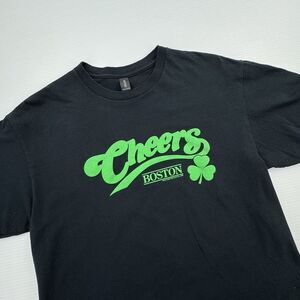 Cheers Boston Graphic T Shirt Black Shamrock Logo Tee Adult St Patrick’s Day